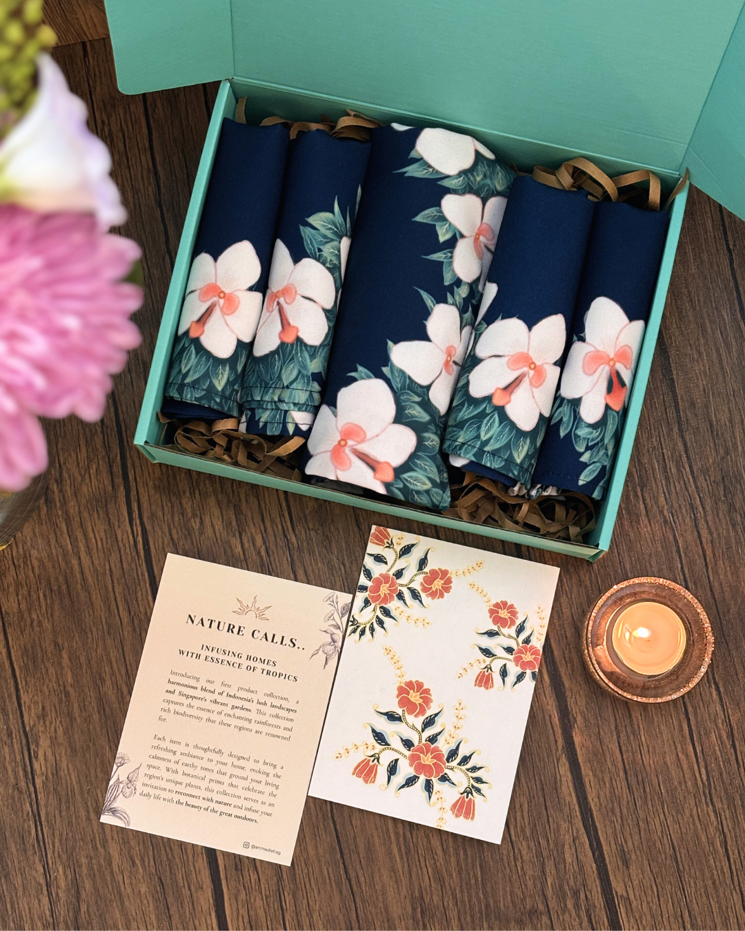 Orchid Elegance Gift Set - Placemats (4) & Table Runner