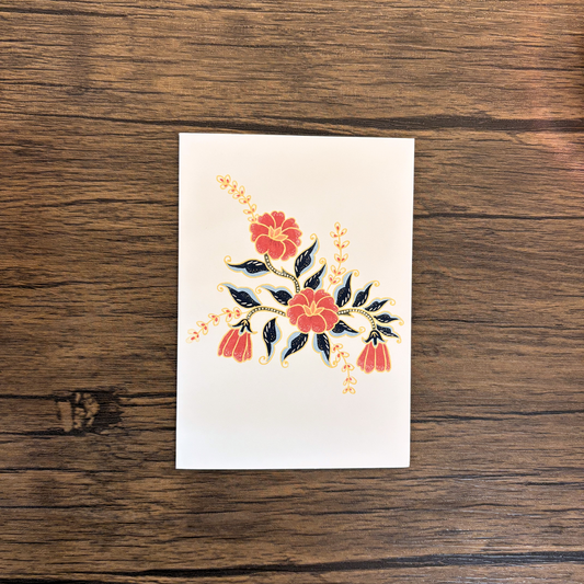 Red Batik Flower Greeting Card