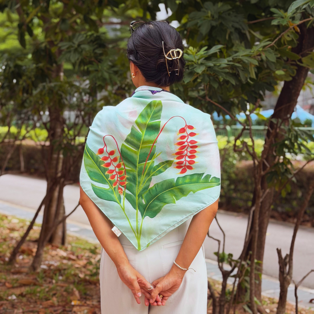 Heliconia Dream 110x110 cm Square Scarf