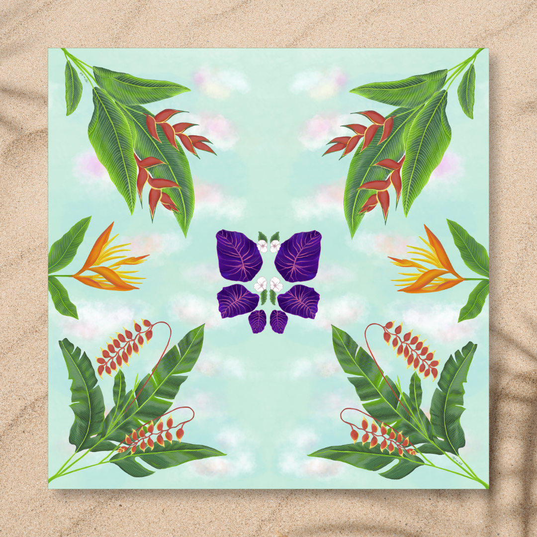 Heliconia Dream 70x70 cm Square Scarf