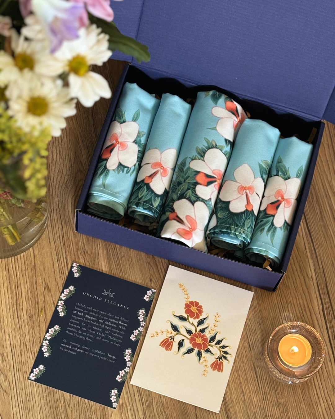 Orchid Elegance Gift Set - Placemats (4) & Table Runner