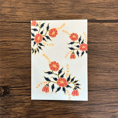 Trio Red Batik Flowers Greeting Card