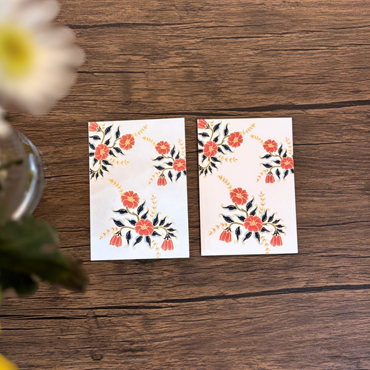 Trio Red Batik Flowers Greeting Card