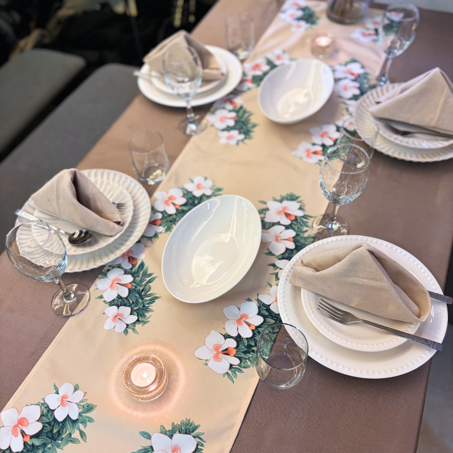 Orchid Elegance Table Runner