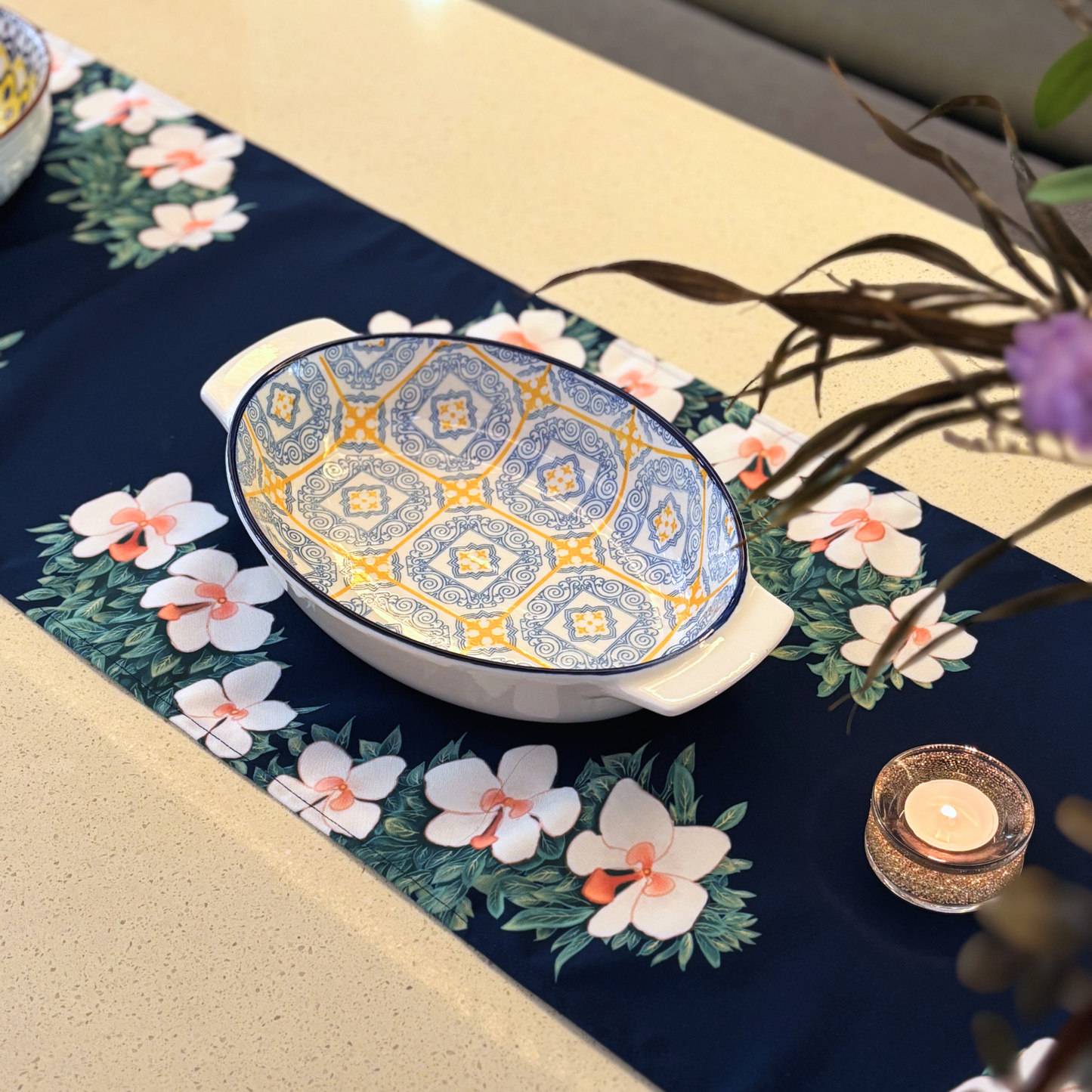 Orchid Elegance Table Runner