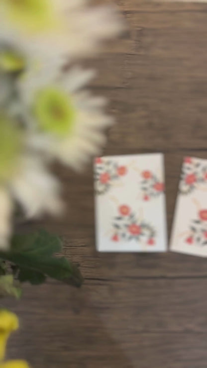 Trio Red Batik Flowers Greeting Card